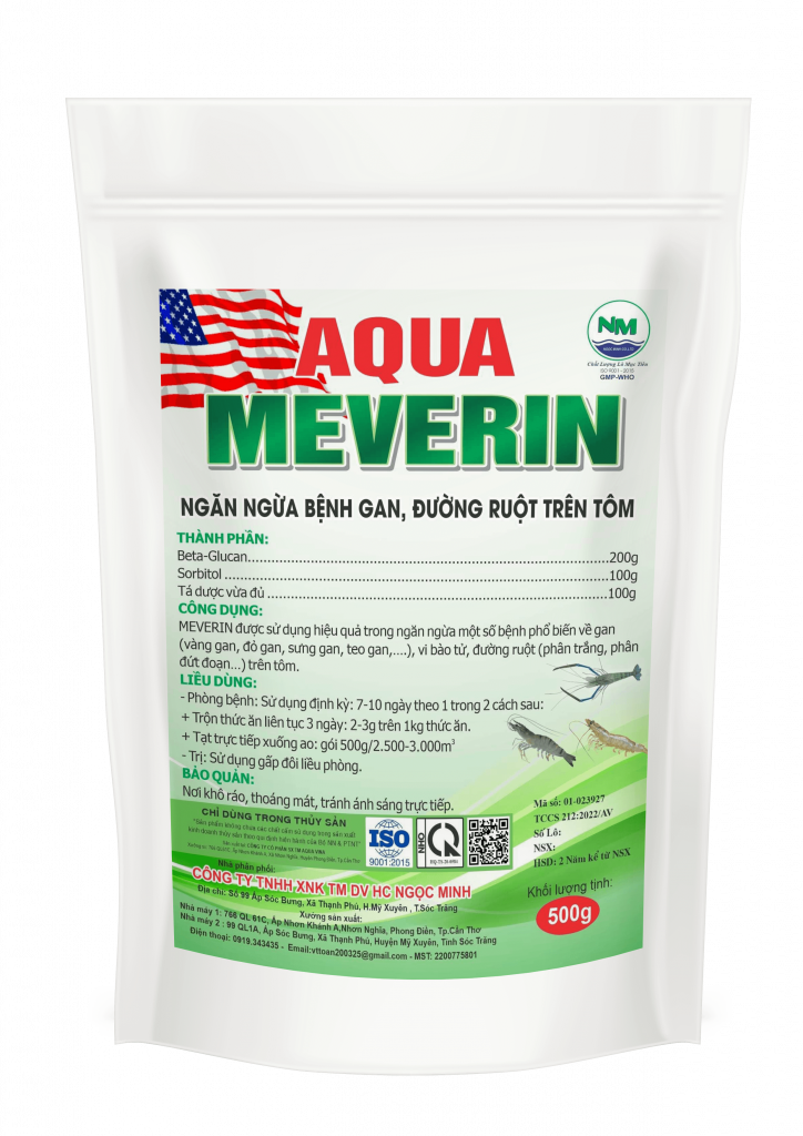 aqua meverin (tôm) – ngăn ngừa bệnh gan, đường ruột trên tôm