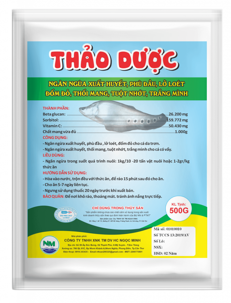 Thảo dược (cá) – ngăn ngừa xuất huyết, phù đầu, lở loét, đốm đỏ, thối mang, tuột nhớt, trắng mình