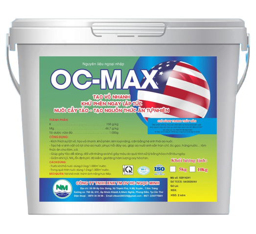 OC-MAX (tôm, cá) – Tạo vỏ nhanh khử phèn ngay lập tức nuôi cấy tảo – tạo nguồn thức ăn tự nhiên